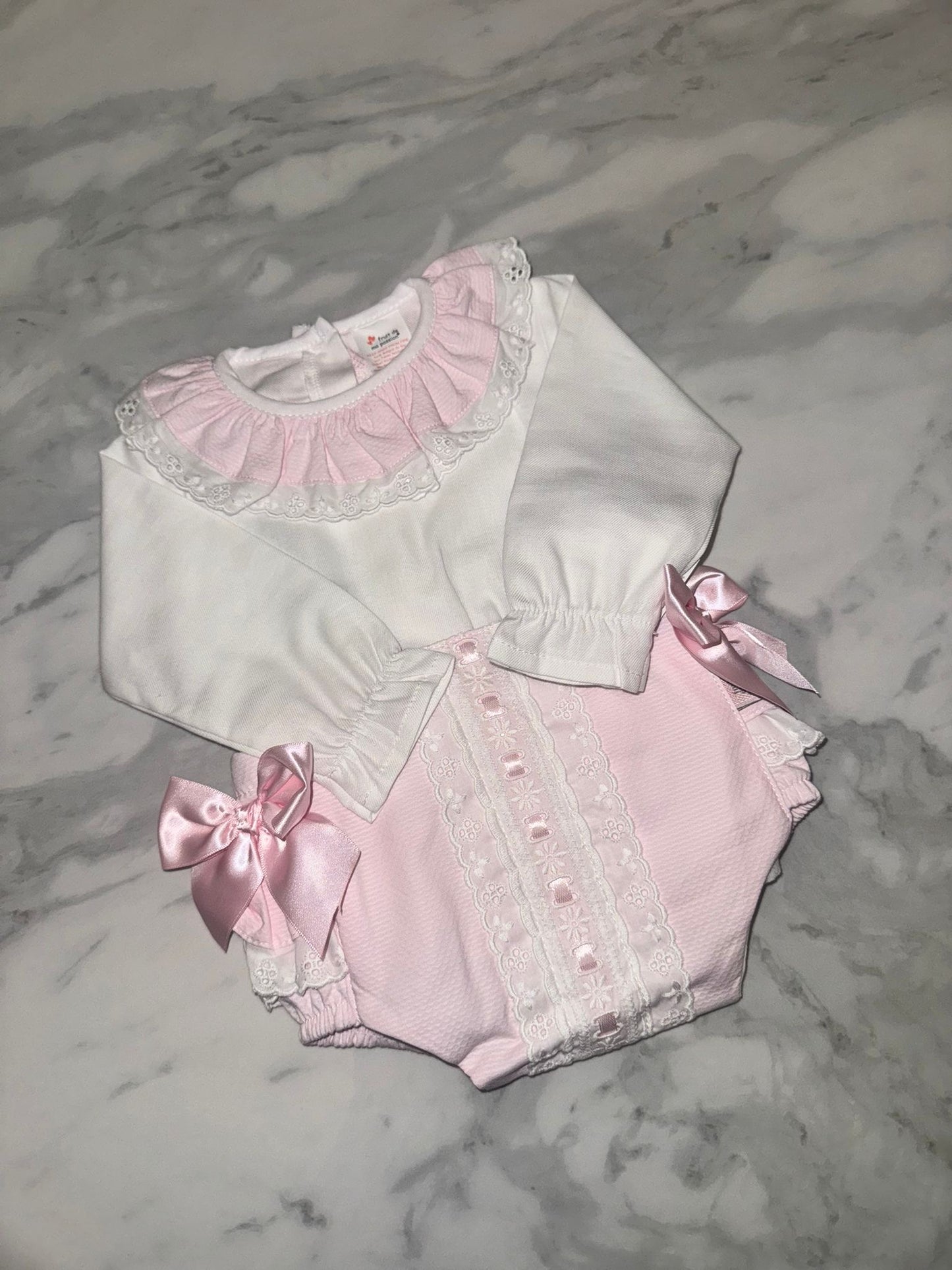 Girls pink & white jam pants set