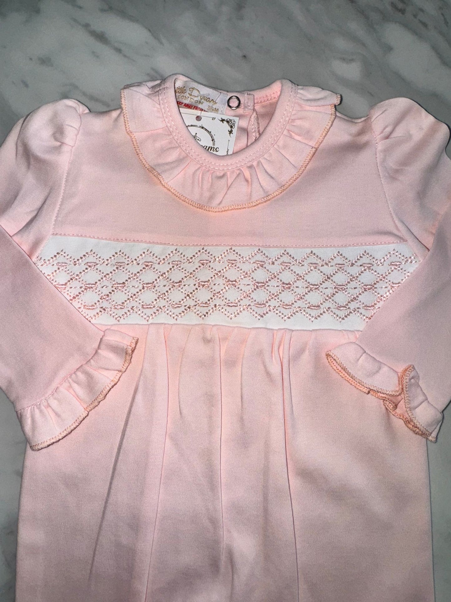 Girls smocked babygrow