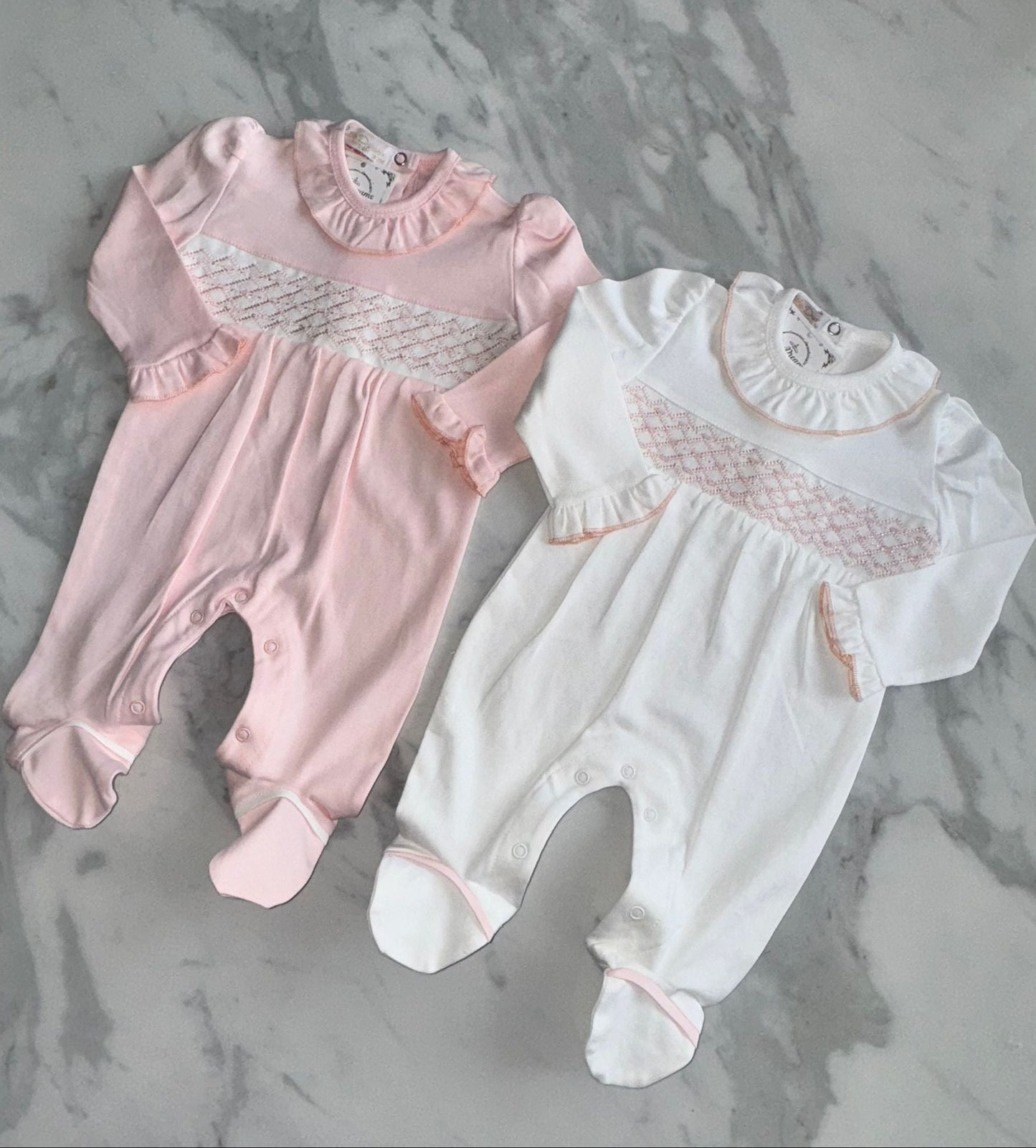 Girls smocked babygrow