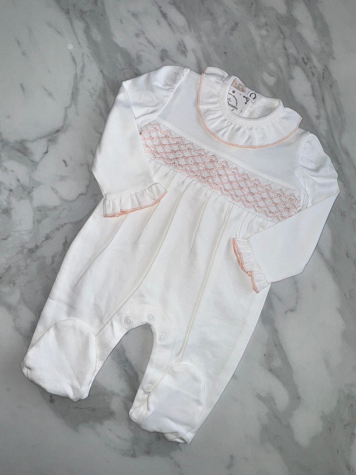 Girls smocked babygrow