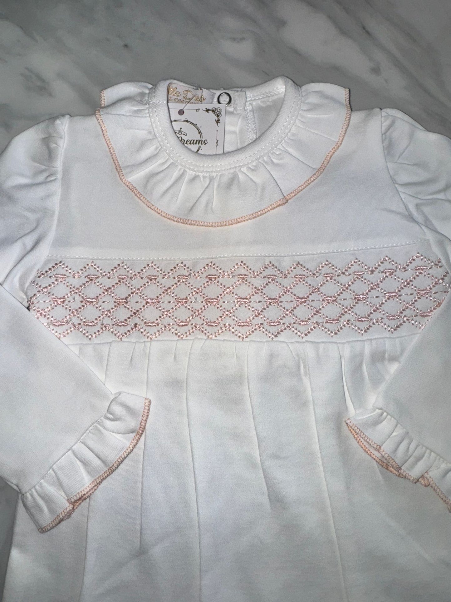 Girls smocked babygrow