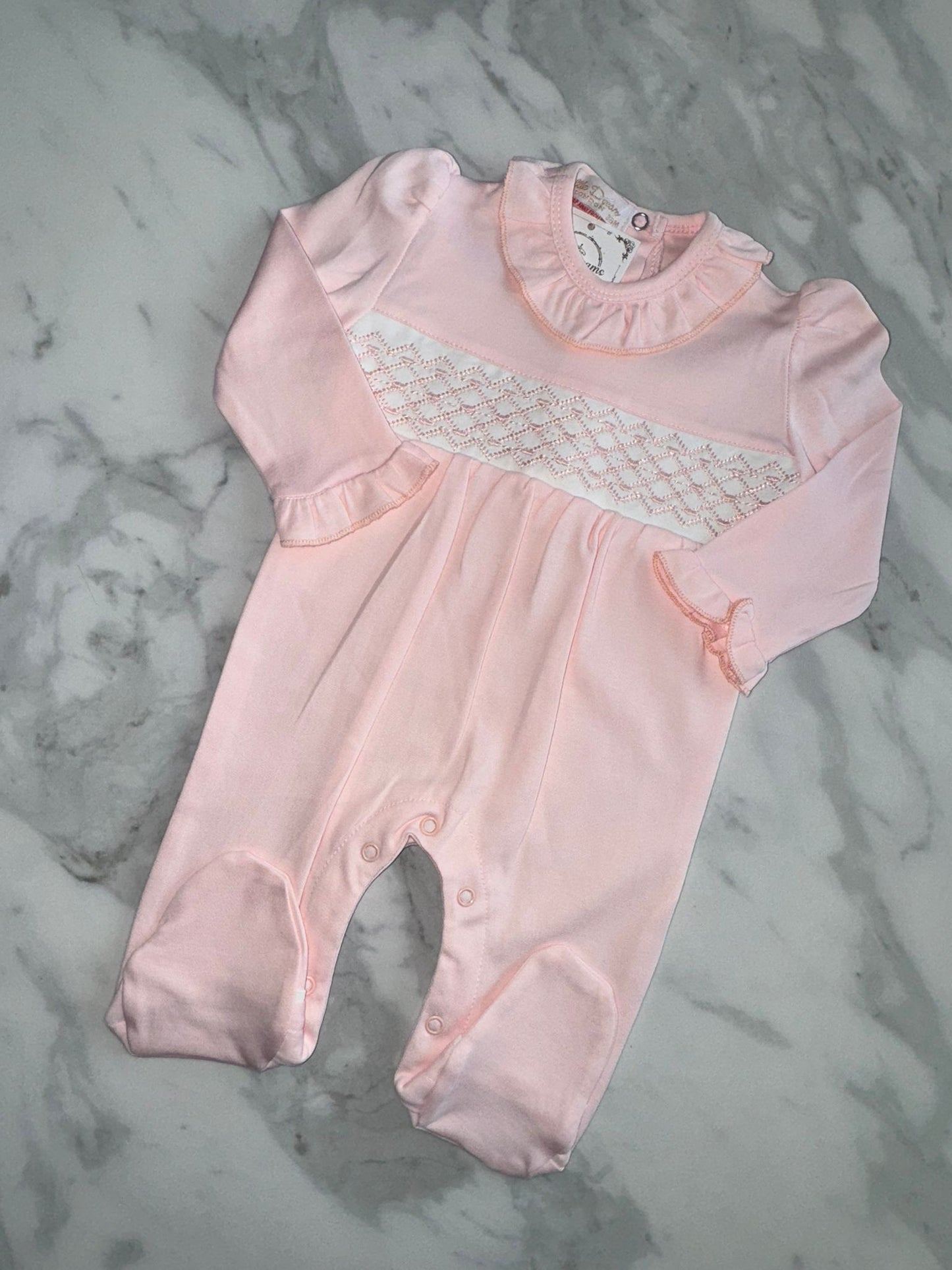 Girls smocked babygrow