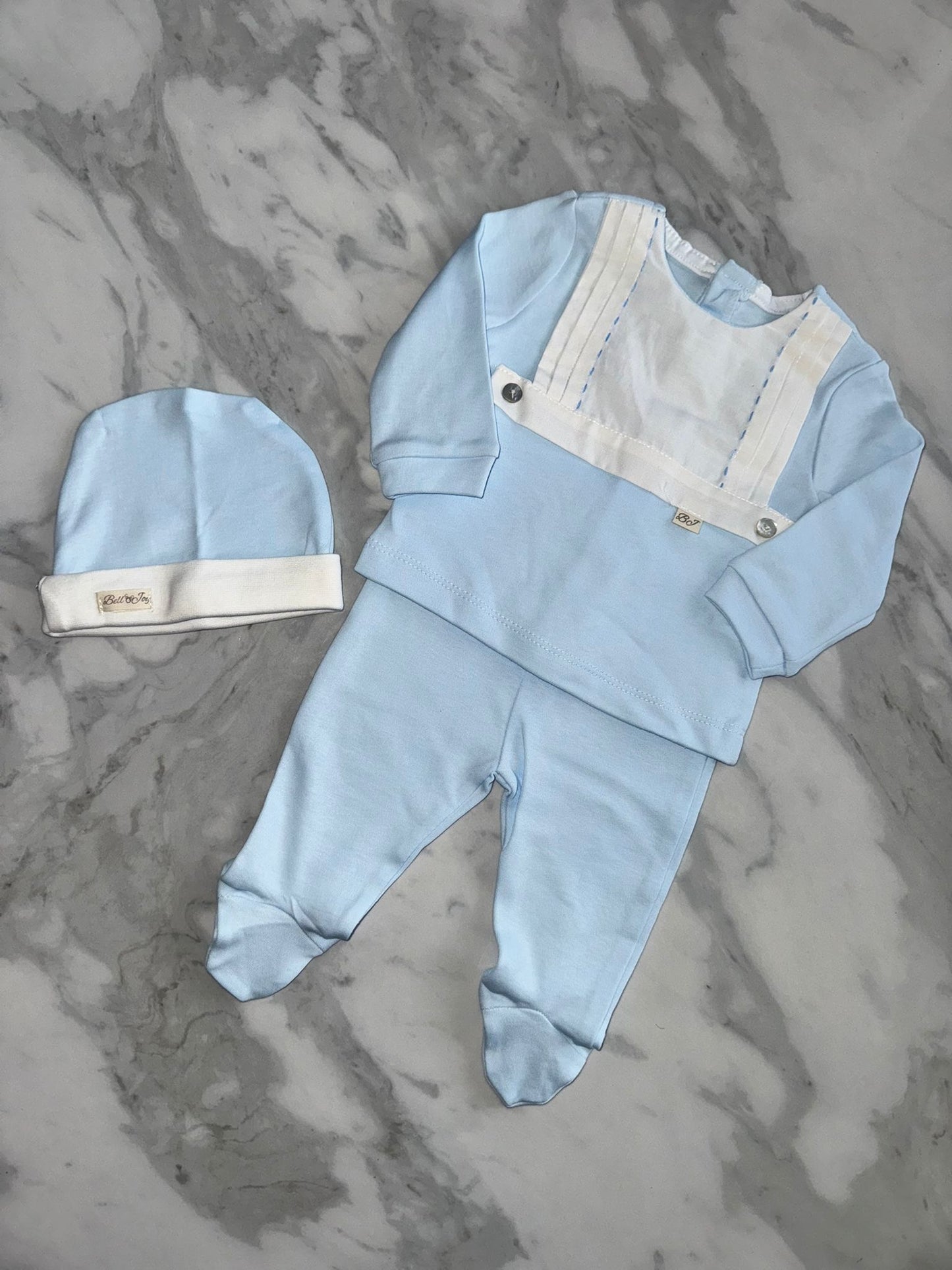 Baby boys blue cotton 3 piece set
