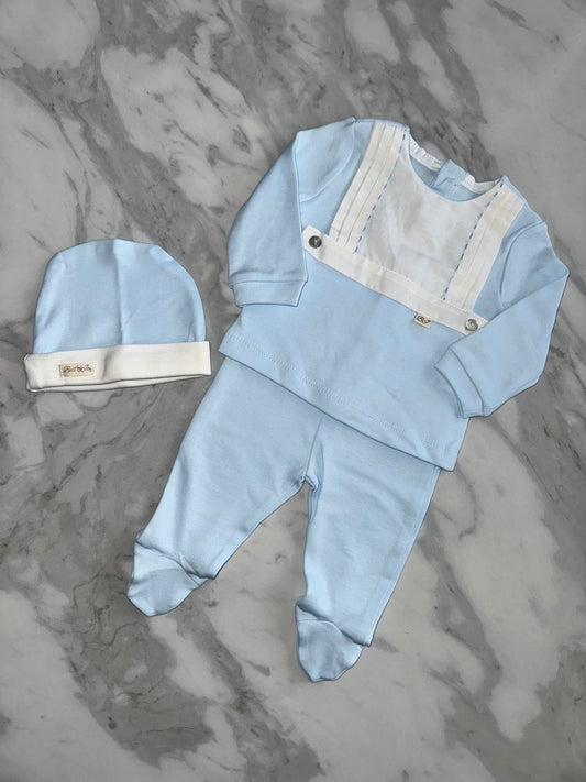 Baby boys blue cotton 3 piece set