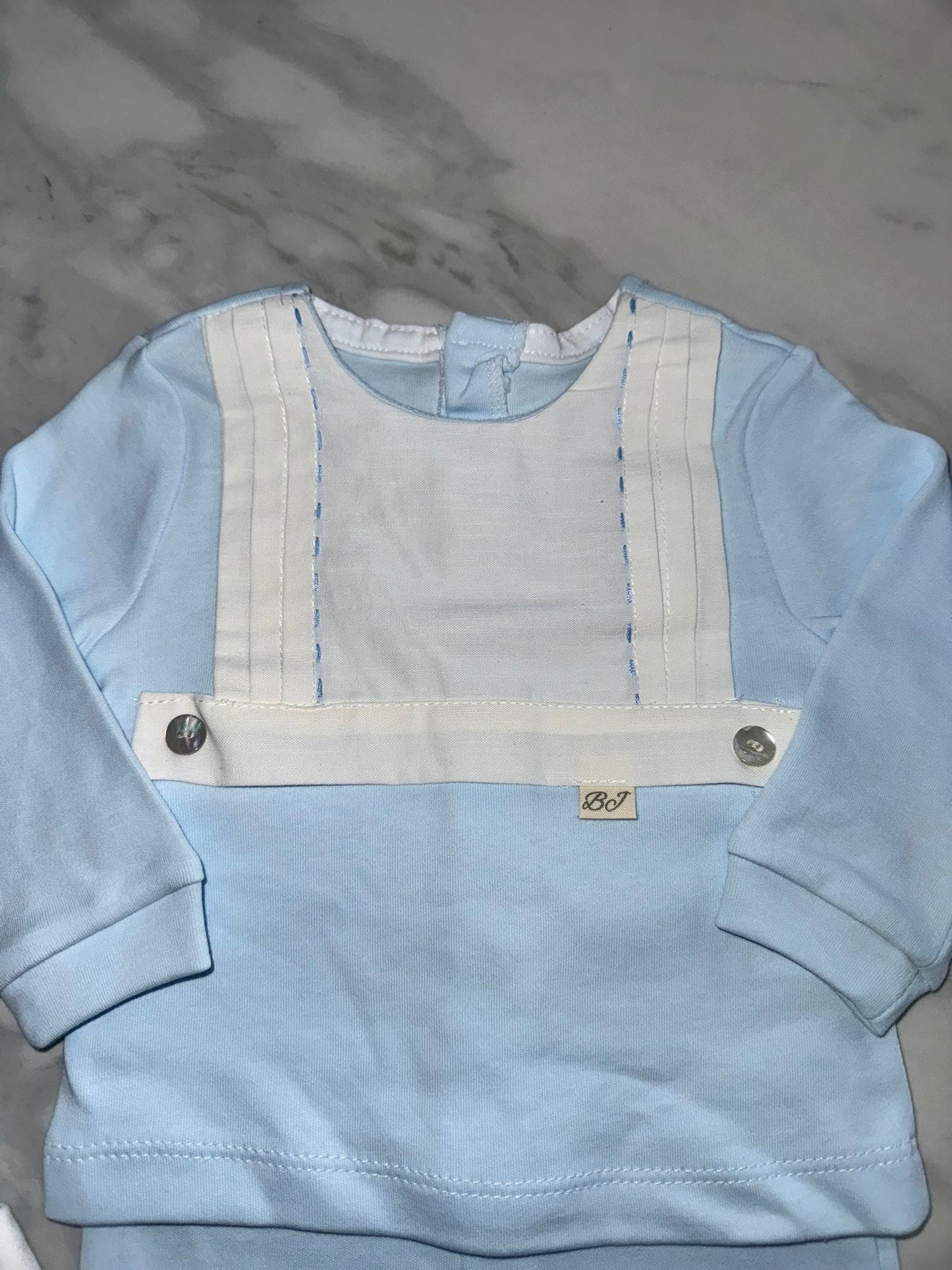 Baby boys blue cotton 3 piece set