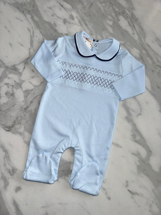 Boys smocked baby grow