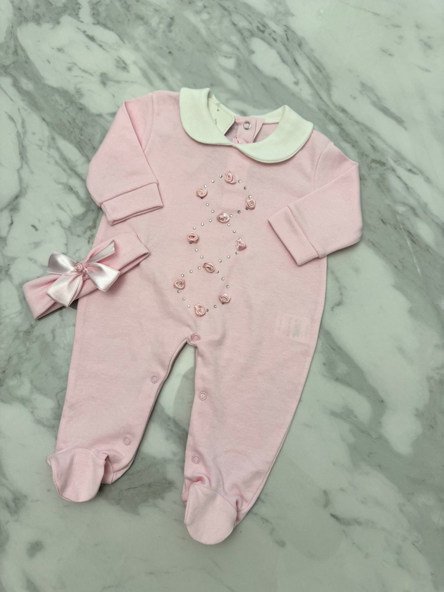 Embellished rosebud babygrow