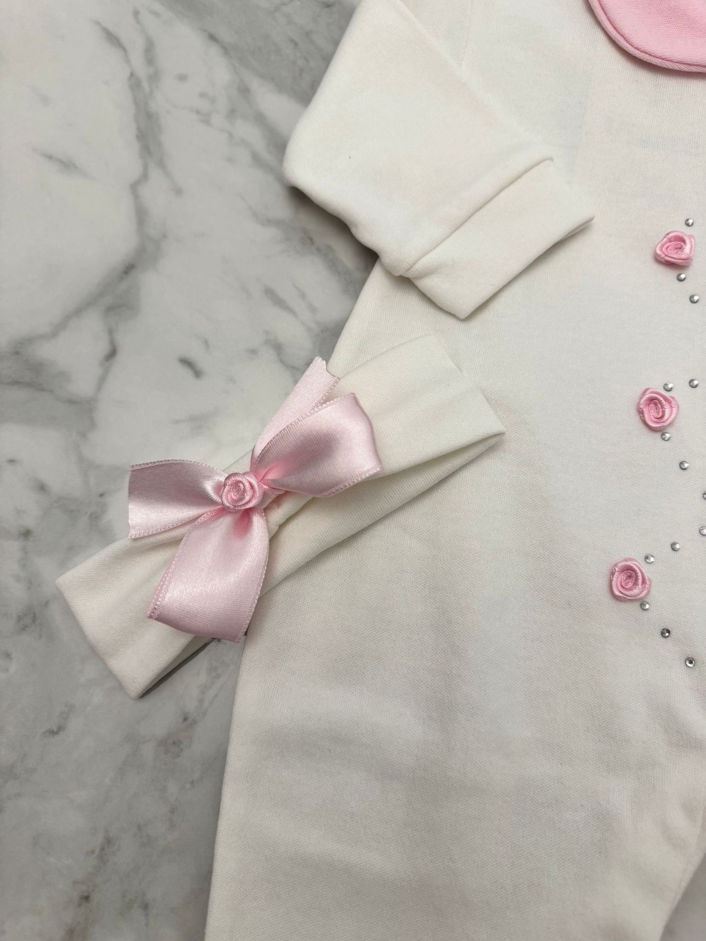 Embellished rosebud babygrow