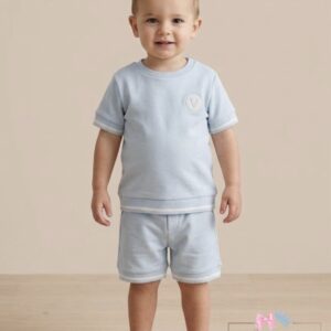 Boys blue v shorts set