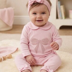 Pink diamanté babygrow set