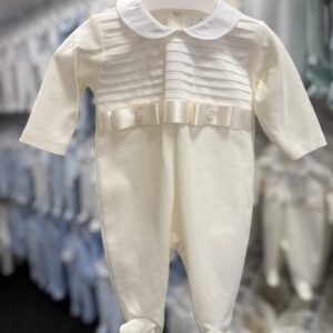 Cream ribbon babygrow