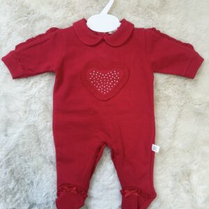 Red heart diamonte babygrow