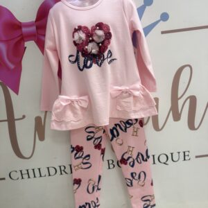 Pink rose legging set