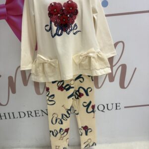 Cream rose legging set